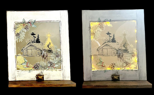Christmas Window with Ledge & lights