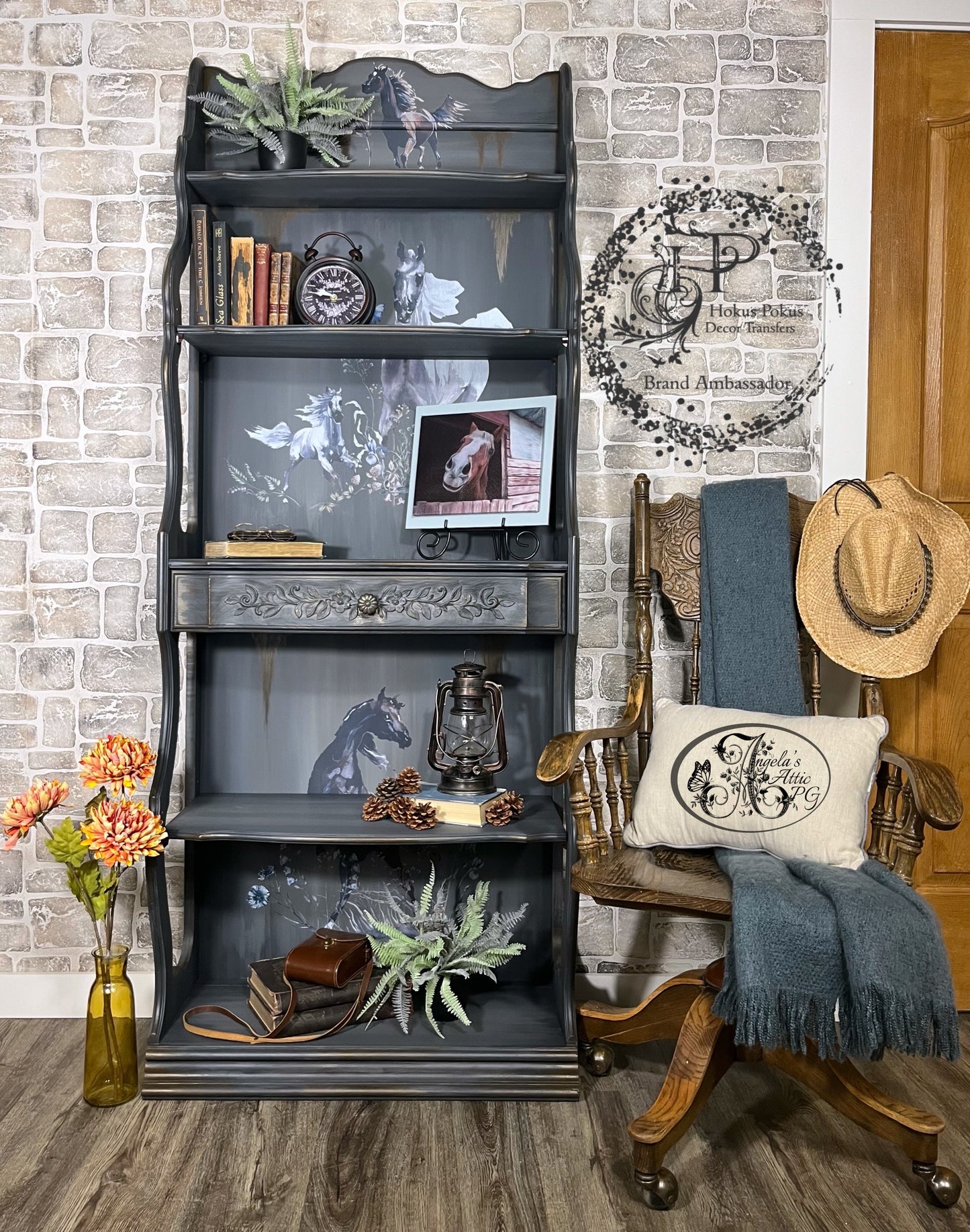 Mustang Sally Bookcase w/ Carved Drawer