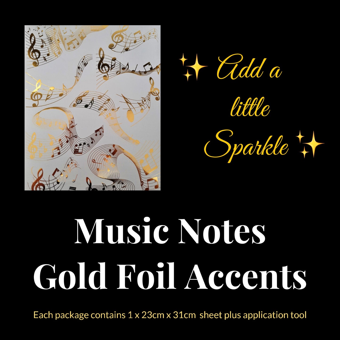 Metallic Gold Foil Accent ~ Music Notes