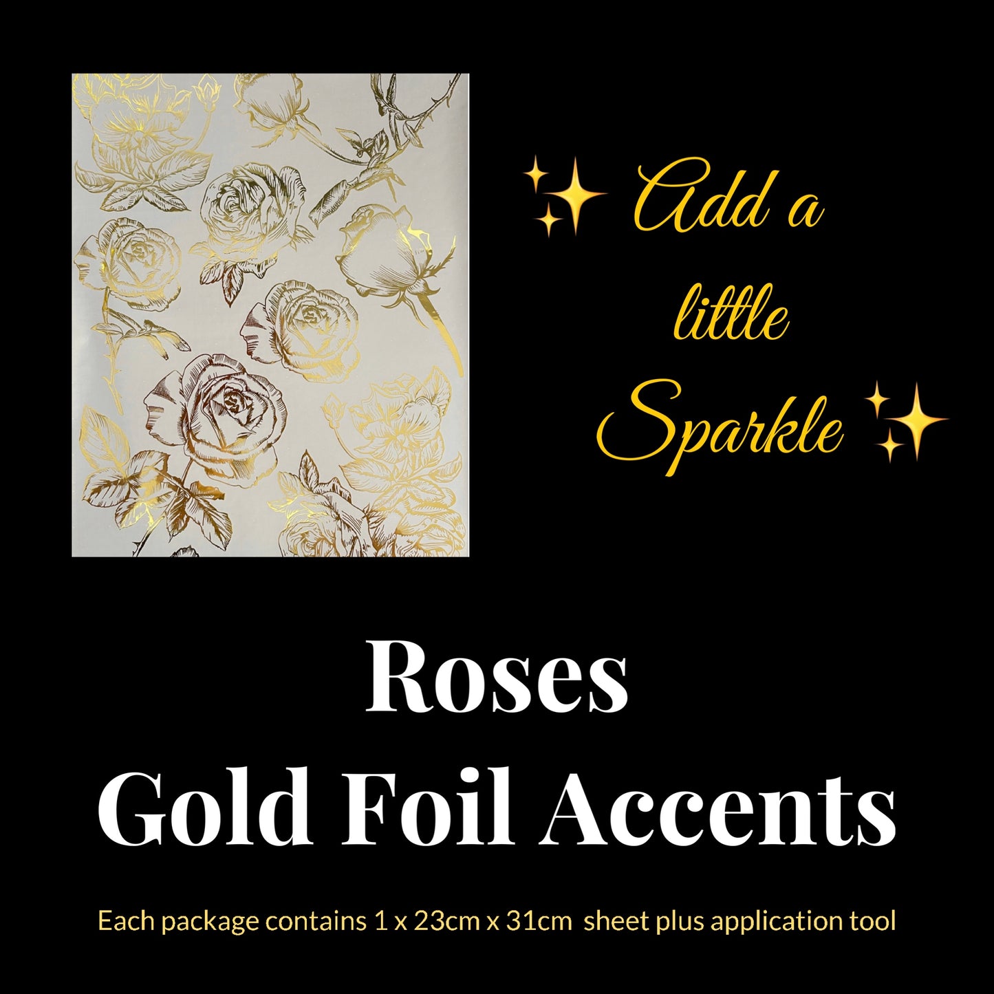Metallic Gold Foil Accent ~ Roses